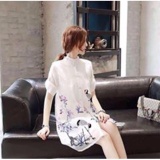 Đầm suông họa tiết chim cò cao cấp