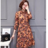 Đầm xòe cao cấp họa tiết beyeu1688 - by8071 cam đất