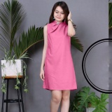 Đầm Suông Phối Hoa Cổ  - ML256 (Hồng Sen)