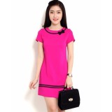 Đầm suông phối nơ - DS05 (Hồng sen)