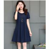 Đầm suông rúm ly cách điệu DS34XD (Xanh đen)