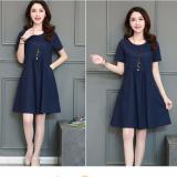 Đầm suông rúm ly cách điệu DS34XD (Xanh đen)