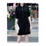 Đầm suông xếp ly tay cách điệu (Đen) - DS24