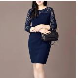 Đầm thun cát phối tay ren cao cấp DO09XD (Xanh đen)