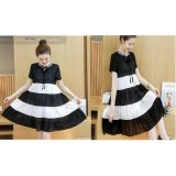 Đầm bầu kẻ đen trắng size l