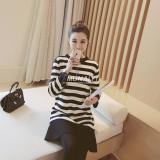Đầm (Váy) Bầu Thu Đông - Đầm Hạ Eo Kẻ Đen Trắng