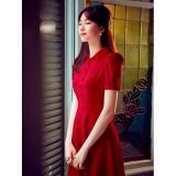 Đầm vintage cổ sơ mi - DX04 (Đỏ)