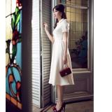Đầm vintage cổ sơ mi - DX04 (Trăng)