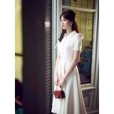 Đầm vintage cổ sơ mi. (Trắng) - DX04