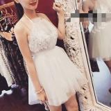 Đầm xòe cổ yếm lưới ren ngắn 