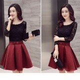 Đầm xòe ren phối tùng phi mờ D024