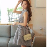 Đầm xòe sơ mi kẻ caro thắt nơ - DX12