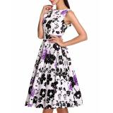 Đầm xòe vintage hoa hồng (màu tím)