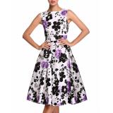 Đầm xòe vintage hoa hồng (màu tím)