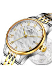 Đồng hồ cơ dây thép không gỉ Automatic AIERS B168G (Trắng phối vàng)