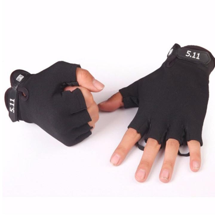 Găng Tay Nam Hở Ngón Lái Xe Phượt Tập Gym Thể Thao LA Fashion GTN05 (Đen)