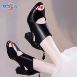 Giày boot bốt cao gót nữ đẹp cổ thấp hàng hiệu Rosata-phá cách RO114