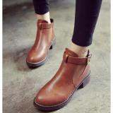 Giay bốt nữ, chelsea boots giày boot cổ ngắn đế thấp1 khóa S426