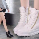 Giày boot nữ cao cổ đế độn phong cách Hàn Quốc B042T