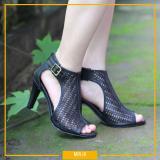 giày boot nữ cổ thấp có khóa kéo cao 7cm  - CG712 [MÀU ĐEN]