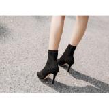 Giày boot nữ hở mũi cao gót chất len ôm chân GBN18801