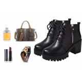 Giày boot nữ cao cấp gót vuông cá tính cao 7cm B085