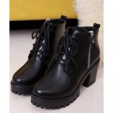 Giày boot nữ cao cấp gót vuông cá tính cao 7cm B085