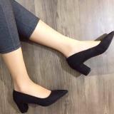 Giày Công Sở Gót Vuông Da Lộn