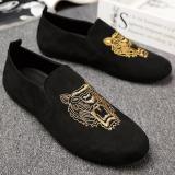 Giày lười da lộn thêu hổ mẫu mới - DL03 ( đen )