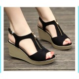 [HCM]giày sandal đế xuồng phối khóa kéo hở gót