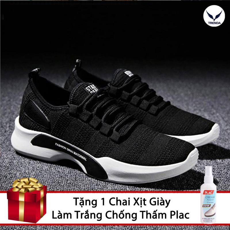 Giày Sneaker Nam, Giày Thời Trang Nam, Giày thể thao nam Trenda - GD07 ĐEN (Tặng Lọ Tẩy Giày)