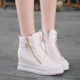 [HCM]Giày thể thao cổ cao phối kéo khóa-White