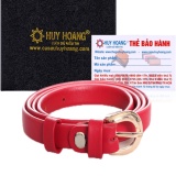 HL5111 - Thắt lưng nữ da thật Huy Hoàng cỡ nhỏ màu đỏ