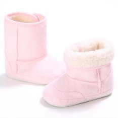 Giá bán Nóng Newborn-18M Bé trai bé gái Mùa Đông Ấm Trơn Dễ Thương Giày Tập Đi Cho Bé Giày Đế Mềm S1692 Hồng -quốc tế