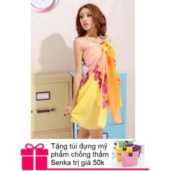 Khăn choàng / sarong đi biển +Tặng túi đựng mỹ phẩm
