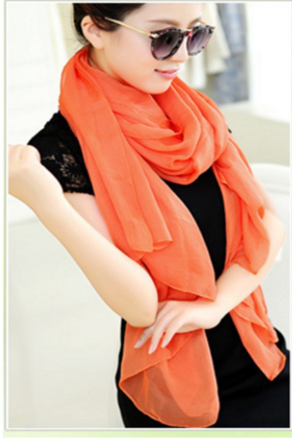 Khăn voan choàng cổ cỡ lớn thời trang Hàn Quốc TLG 206010-6 (Cam)