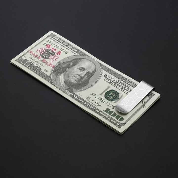 Metal Stainless Steel Print Money Clips Brass Card Holder Folder(Stripe) - intl