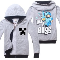 Minecraft Bé Trai 4-14 Tuổi Thời Trang Mỏng Cotton Áo Len (Màu Sắc: Màu Xám Nhạt)-intl Nhật Bản