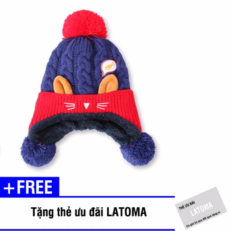 Mũ len thời trang bé gái Latoma S1414 (Xanh đen) + Tặng kèm thẻ ưu đãi Latoma