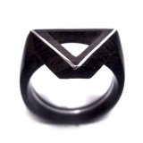 Nhẫn Gỗ mun Sừng cẩn bạc