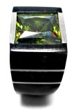 Nhẫn gỗ mun sừng đính đá topaz CoCo Design (Xanh lá cẩn bạc)