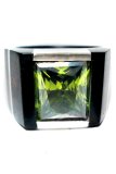 Nhẫn gỗ mun sừng đính đá topaz CoCo Design (Xanh lá cẩn bạc)