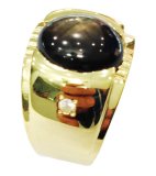 Nhẫn nam đá mắt mèo bạc mạ vàng 14k NN42