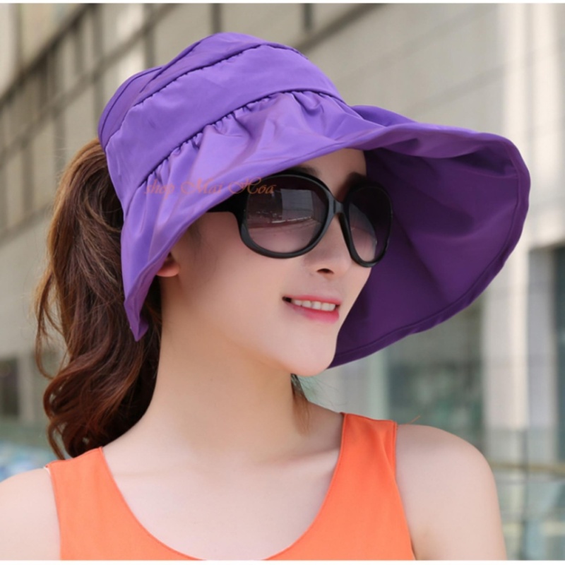 Nơi bán Nón Đi Biển Gấp Gọn Rộng Vành (Tím)