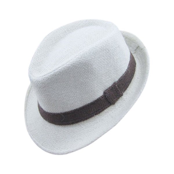 PAlight Kids Solid Color Linen Jazz Caps Fedora Hats (Beige) - intl