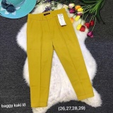Quần baggy kate lửng vàng