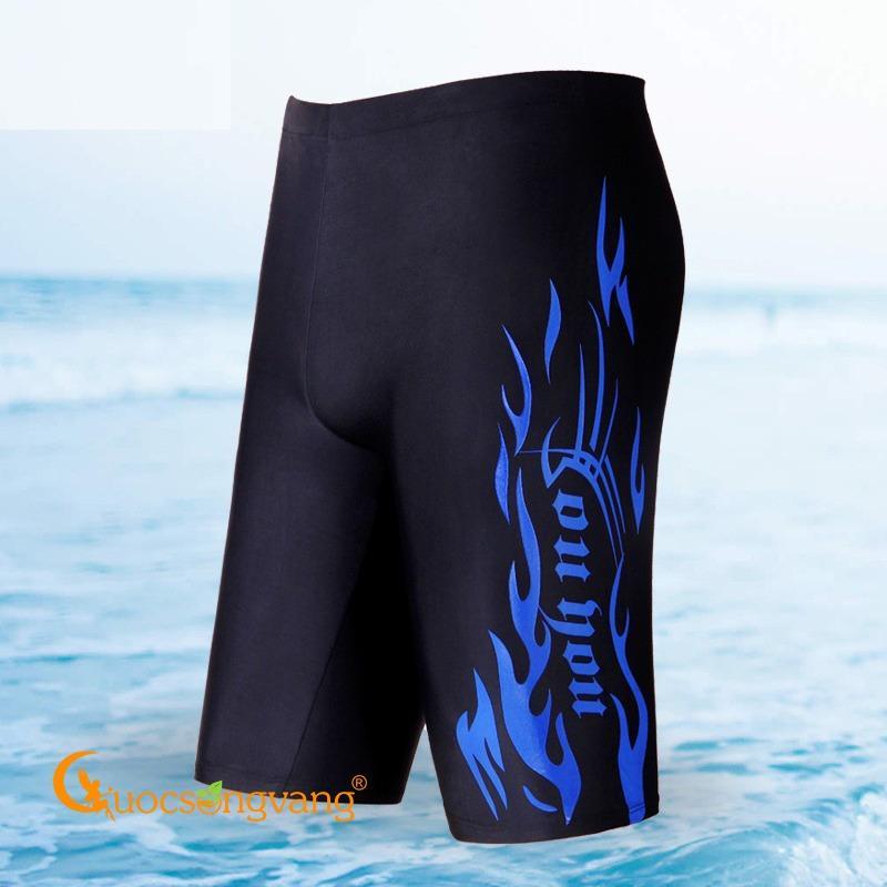 Nơi bán Quần bơi nam hai lớp quần nam đi biển màu đen ngọn lửa xanh GLSWIM011