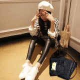Quần Legging Da Bóng Đính Đá (Den)