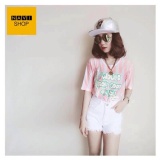 Quần short kaki nữ rách trắng