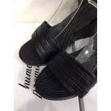 Sandal đế xuồng 8p quai xếp (Đen)